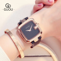 GUOU Korean Style Charm Dress Ladies Watches Quartz Casual Leather Bracelet Fashion Watch Square Dial Analog Wristwatch Reloj